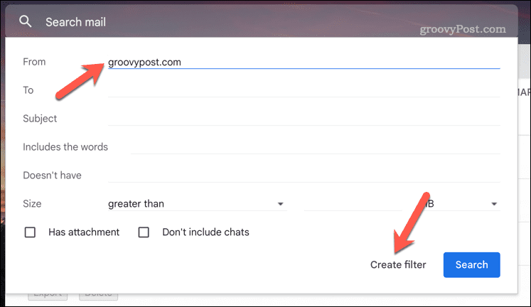 Ustvarjanje filtra za Gmail