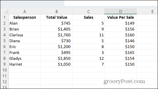 excel končni vrstni red stolpcev