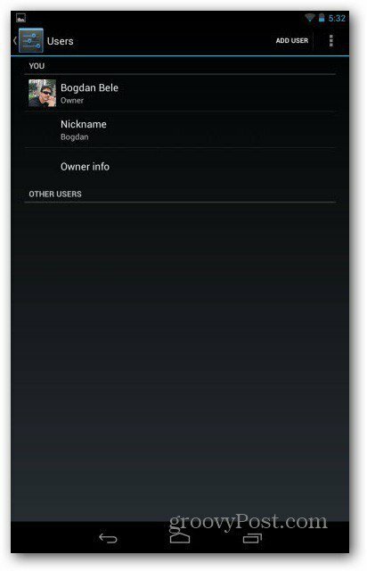 Uporabniški računi Nexus 7 dodajo uporabnika