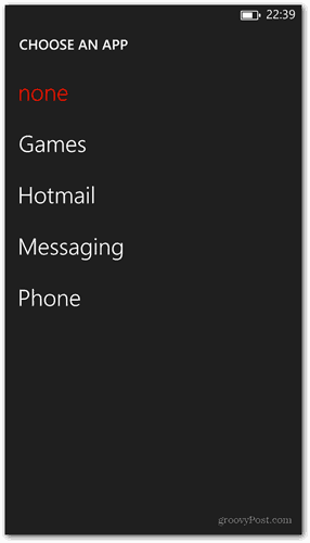 Zaklepanje zaslona Windows Phone 8 prilagodite, izberite aplikacijo za prikaz hitrega stanja
