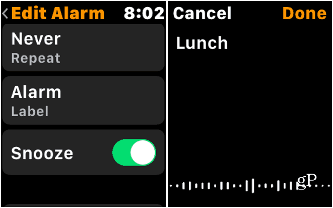 4 Urejanje oznake alarma Apple Watch