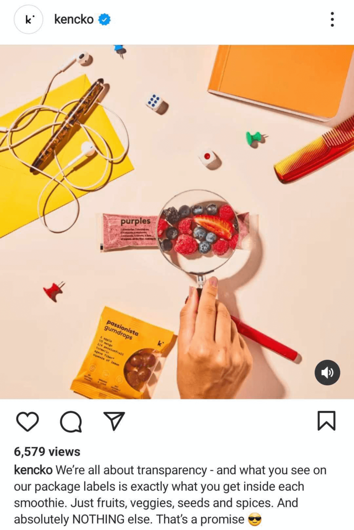 primer vrednot blagovne znamke, ki delijo kolute na Instagramu