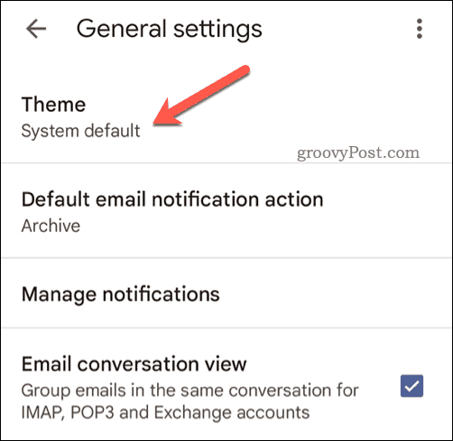 Izberite temo Gmail za mobilne naprave