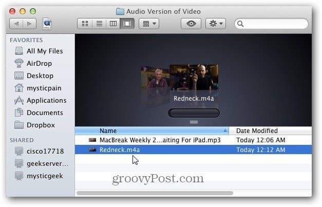 Pretvarjanje video posnetkov v avdio datoteke na Mac z iTunes