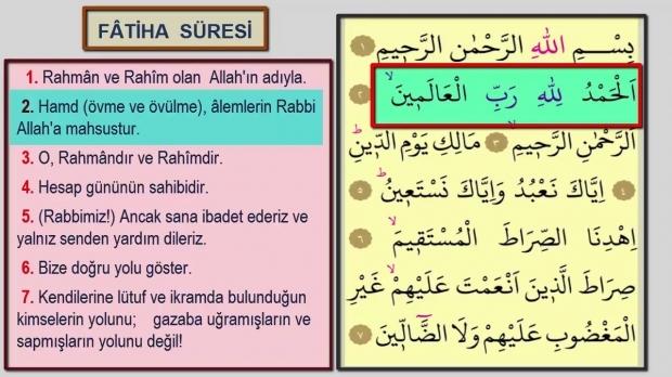 Sura al-Fatiha v arabščini in njen pomen