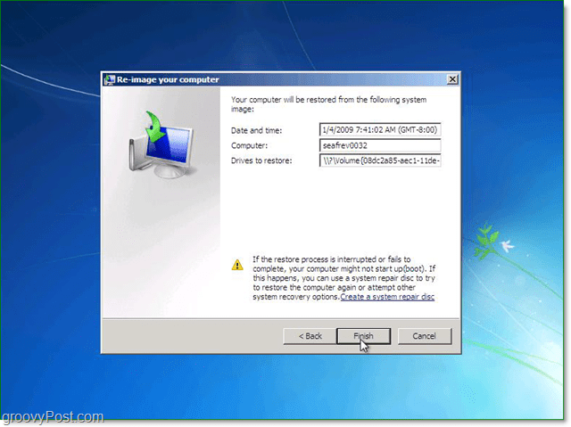 potrdite, da je sistemska slika sistema Windows 7 pravilna