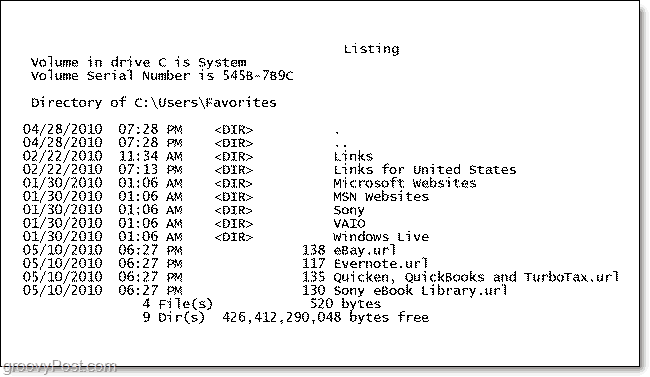 natisnjen imenik s seznamom vsebine mape Windows 7