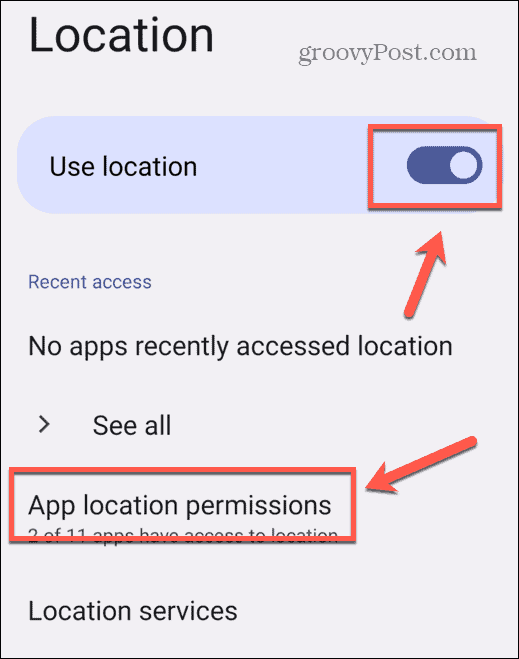 dovoljenja za lokacijo android