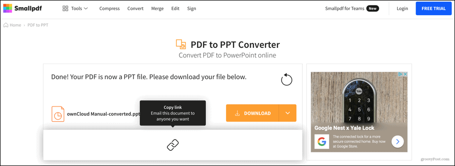Smallpdf Pretvorjen PDF v PowerPoint