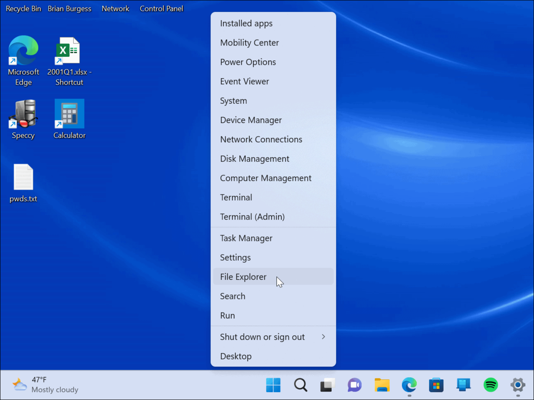 Kako dostopati do menija Power User v sistemu Windows 11