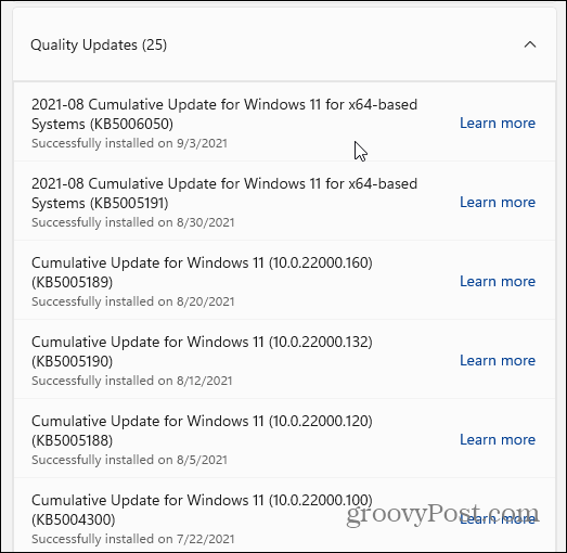kakovostne posodobitve sistema Windows 11