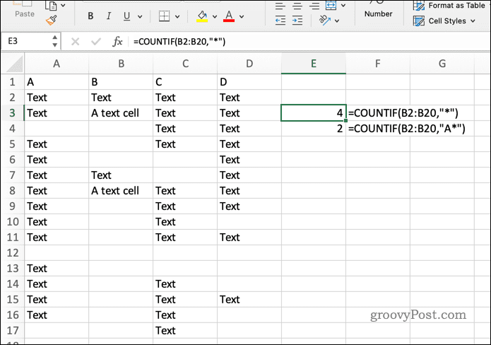 Formula COUNITF v Excelu