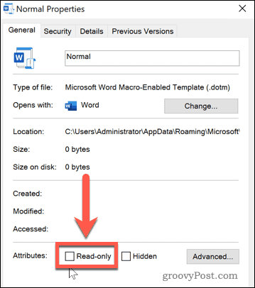Odstranjevanje dostopa do datoteke samo za branje v sistemu Windows