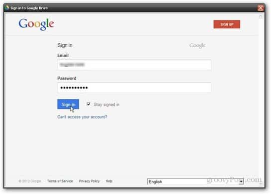 Uporabniško ime za Google Drive