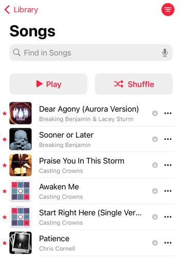 Priljubljene pesmi v Apple Music