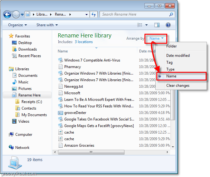 kako spremeniti razporeditev knjižnic v operacijskem sistemu Windows 7