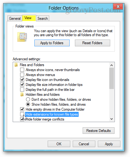 ogled možnosti mape v operacijskem sistemu Windows 8