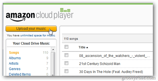 Amazon Cloud Player naložite svojo glasbo