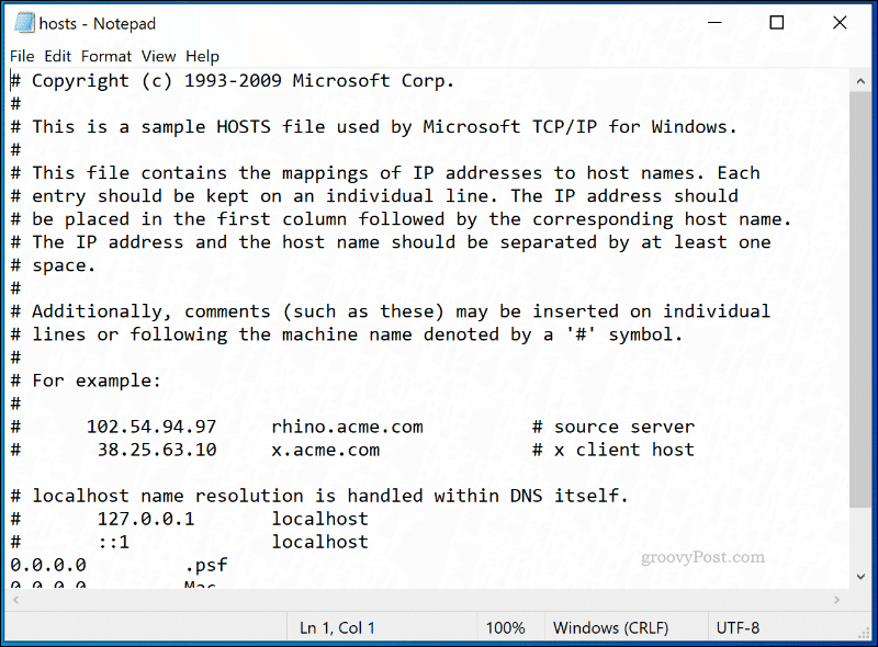 Datoteka HOSTS za sistem Windows 10