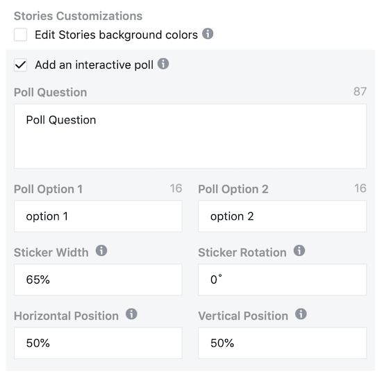 možnost dodajanja interaktivne ankete oglasu Instagram Stories v Facebook Ads Manager