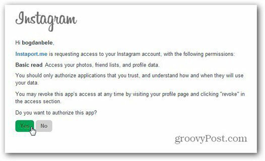 instaport instagram dovoli dostop