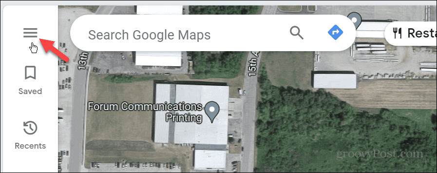 menijski gumb google maps