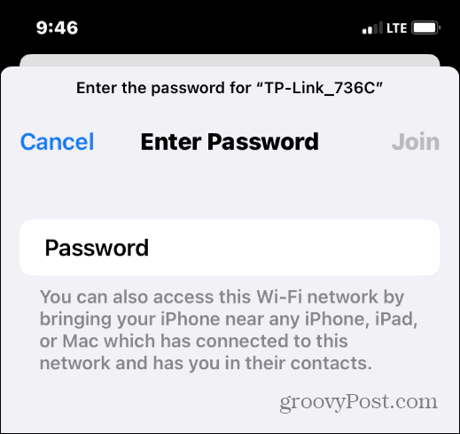 vnesite geslo za omrežje Wi-Fi