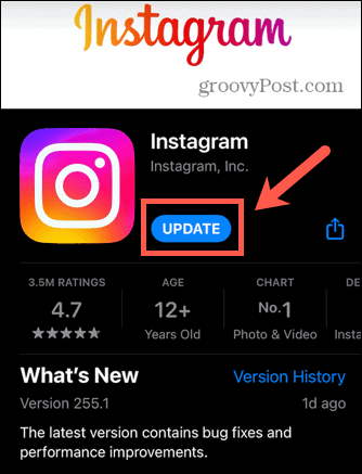 aplikacijo za posodobitev instagrama