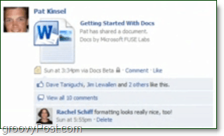 docs.com, ki se prikazuje v facebook news feedu