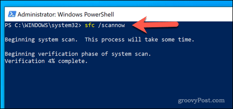 Zagon orodja SFC v Windows PowerShell