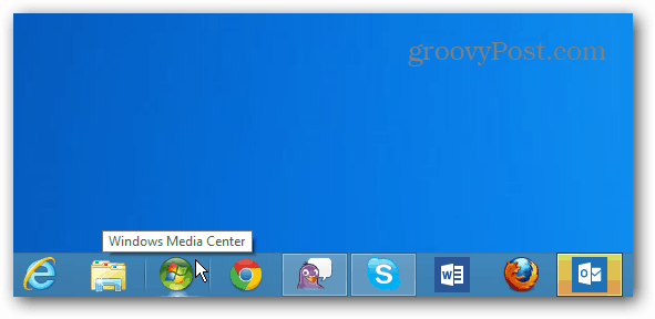 Orodna vrstica ikone programa Windows Media Center