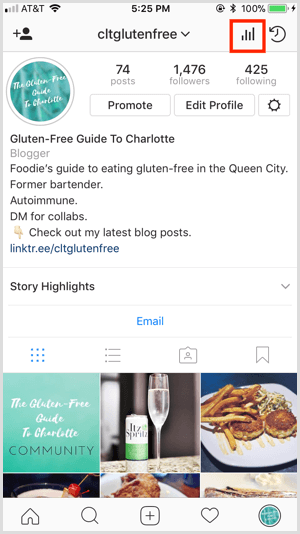 Dostop do Instagram Insights iz profila