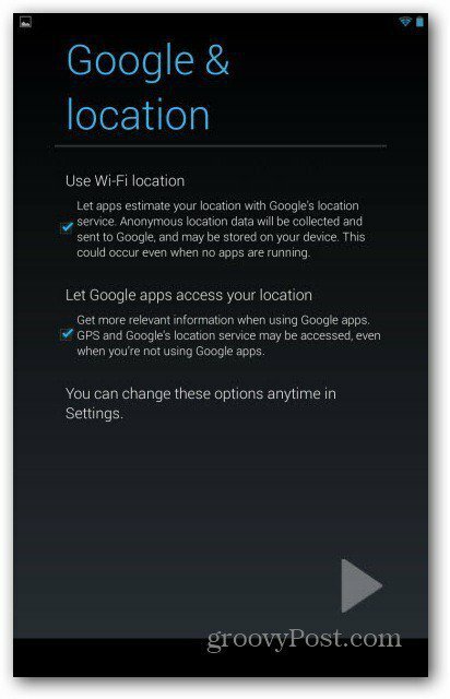 Uporabniški računi Nexus 7 - Google Location