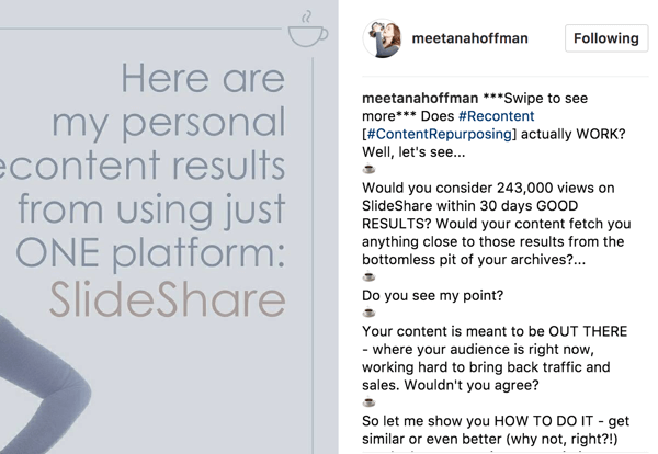 V napis za svoj album v Instagramu vključite izjavo, da povlečete, če želite videti več, tako da vaše občinstvo ne bo manjkalo.