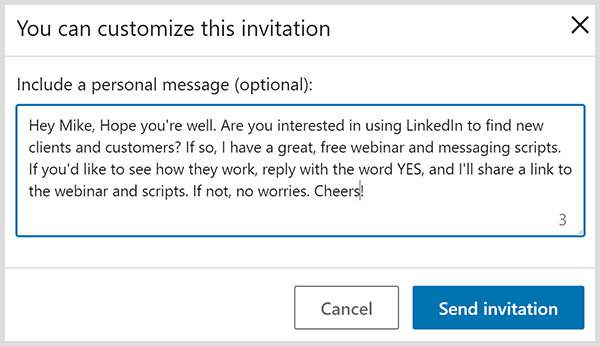 Povabilo na povezavo LinkedIn z osebnim sporočilom temelji na štirih predlogih Johna Nema.