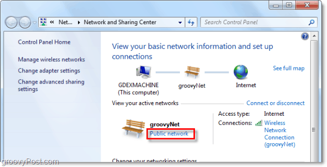 spremenite, v katero vrsto omrežij Windows 7 misli, da se povezuje