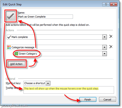ikone hitrega koraka po meri v Outlooku 2010