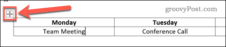pozicioniranje besedne tabele