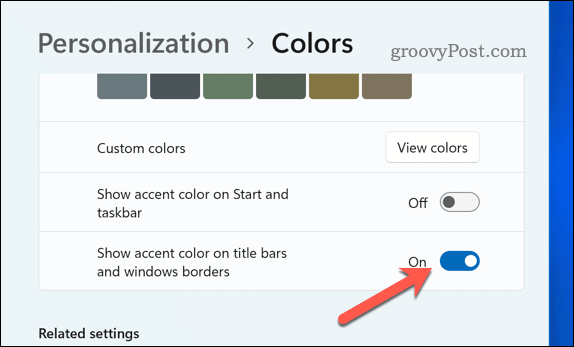 Omogoči barvo obrobe v sistemu Windows