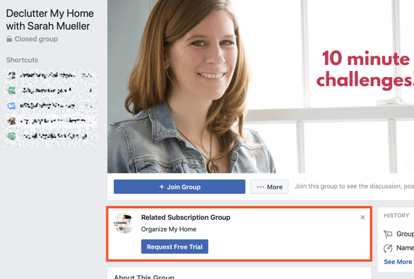 Kako uporabljati funkcije skupin Facebook, primer povezane naročniške skupine za Declutter My Home
