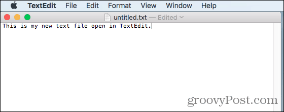 Tekstna datoteka se odpre v programu TextEdit na Macu