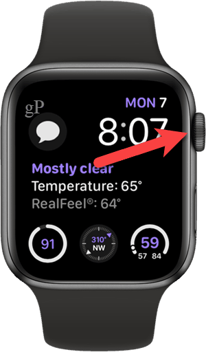 Pritisnite digitalno krono na Apple Watch