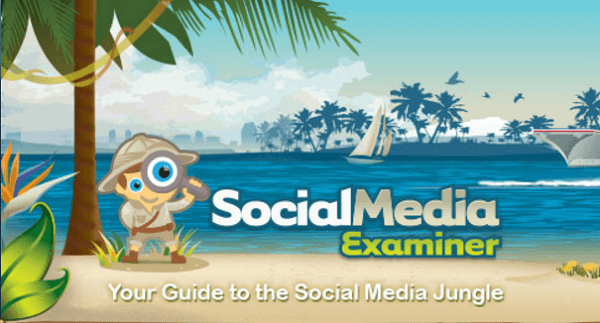 Slogan Social Media Examiner je vaš vodnik po džungli socialnih medijev.