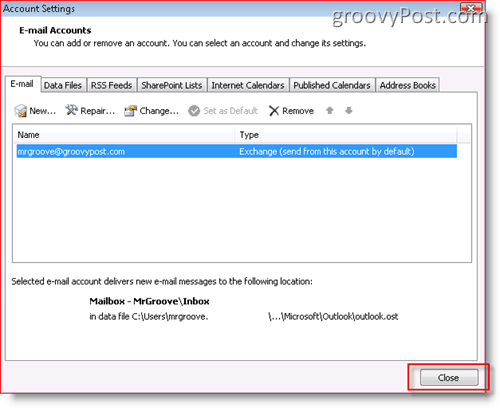 Dodajte nabiralnik v Outlook 2007:: groovyPost.com
