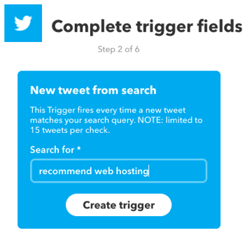 Ustvarite programček IFTTT, ki ga sproži iskanje v Twitterju.