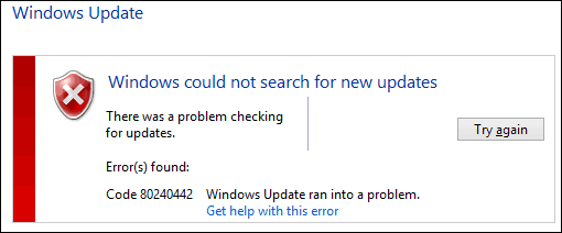 Izvirna napaka pri posodobitvi sistema Windows