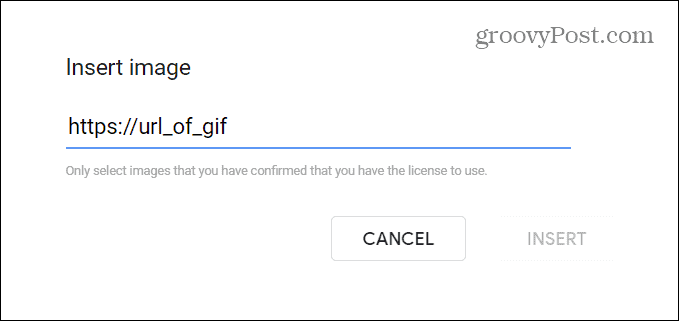 vstavite GIF prek URL-ja