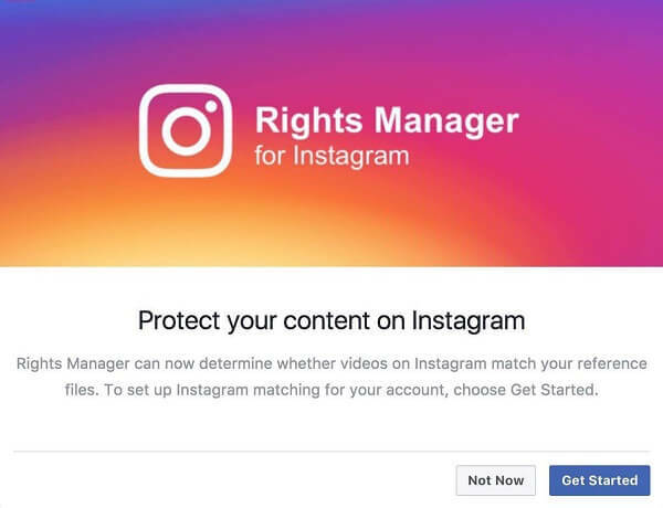 Zdi se, da je Instagram omogočil Upravitelj pravic za Instagram.