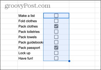 google sheets izbrane celice