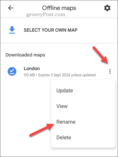 Preimenujte zemljevid Google Maps brez povezave